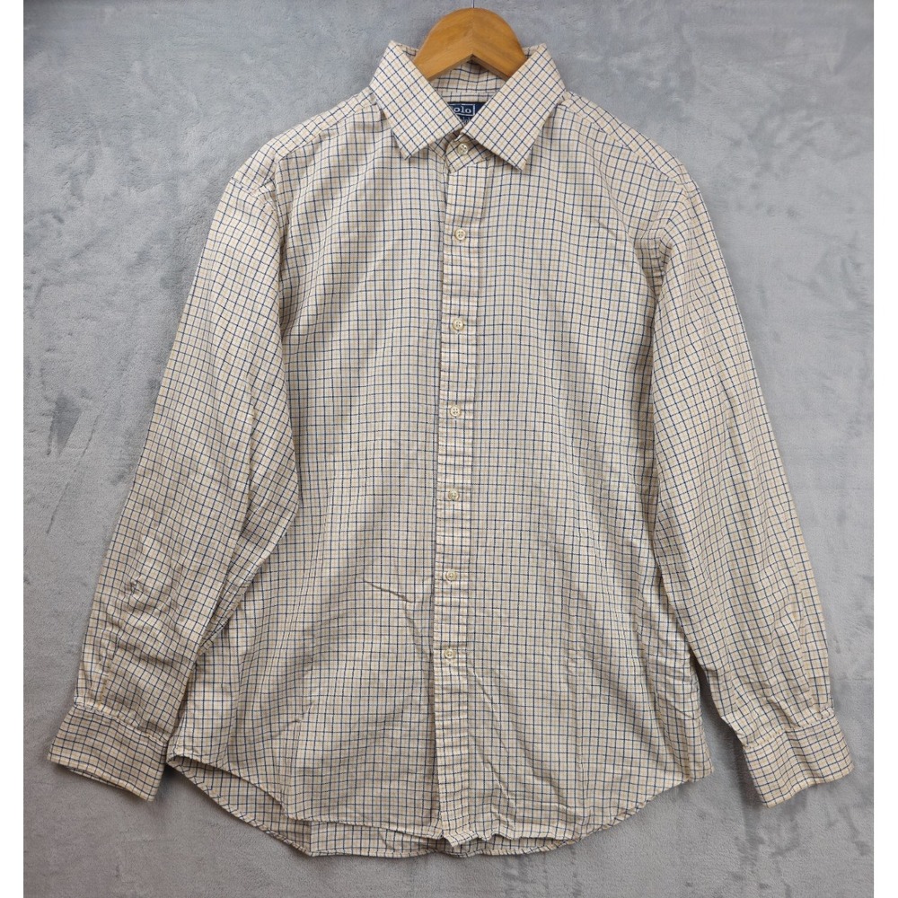 Polo Ralph Lauren Shirt Mens Large Yellow Black Gingham Casual Regent